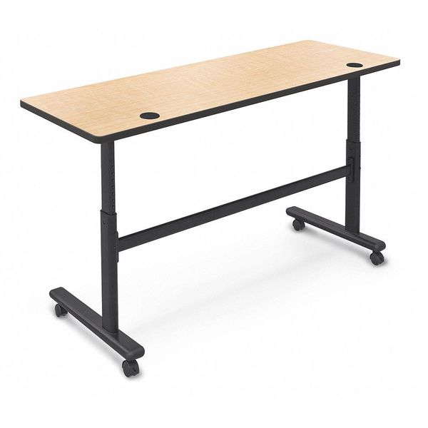 Mooreco Rectangle Training Table, 72" X 28.5" to 45", High Pressure Laminate Top, Fusion Maple 90317-7909-BK