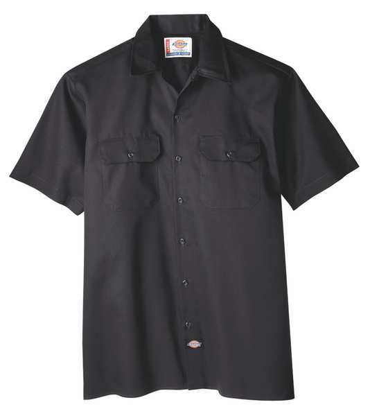 Dickies Short Sleeve Work Shirt, Twill, Black, L 2574BK RG L