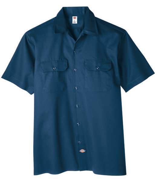 Dickies Short Sleeve Work Shirt, Twill, Navy, 4X 2574NV RG 4XL