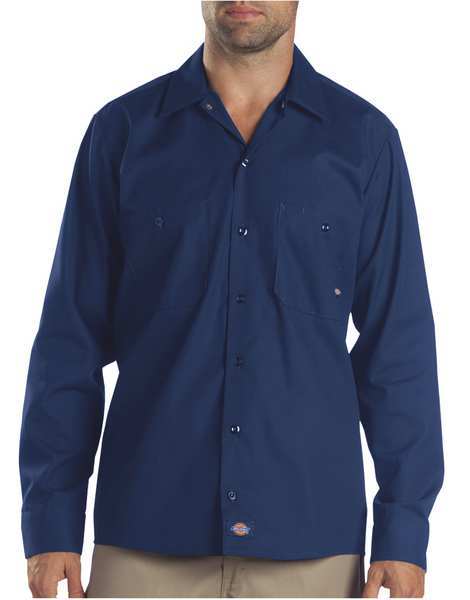 Dickies Long Slv Indstrl Shirt, Poplin, Navy, M L535NV RG M