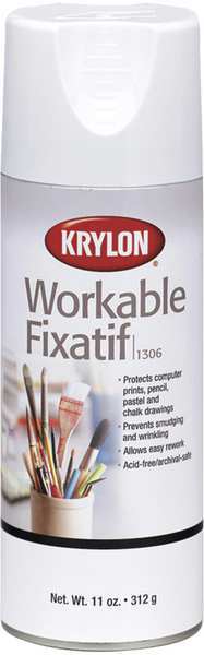 Krylon Workable Fixative Spray, Clear, Gloss, 11 oz K01306