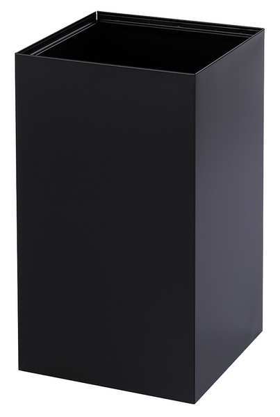 Safco 25 gal Square Recycling Bin, Open Top, Black, Steel, 1 Openings 2981BL