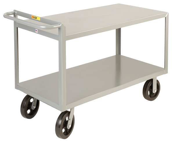 Little Giant Raised Handle Utility Cart, Steel, 2 Shelves, 2,400 lb G24368MR