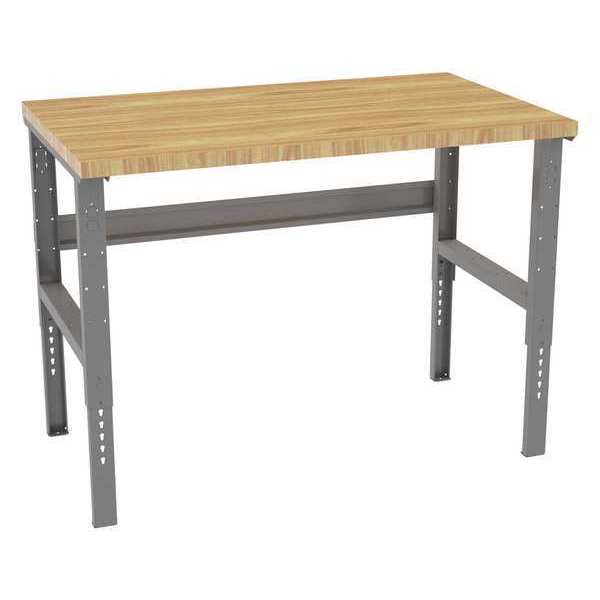 Tennsco Bolted Workbench, Butcher Block, 60 in W, 35-3/8 in to 41-3/8 in Height, 3,800 lb, Straight WBAT-1-3660W