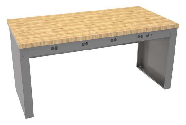 Tennsco Electronic Work Bench, Butcher Block, 72" W, 33-3/4" Height, 2000 lb., Panel EB-1-3672M