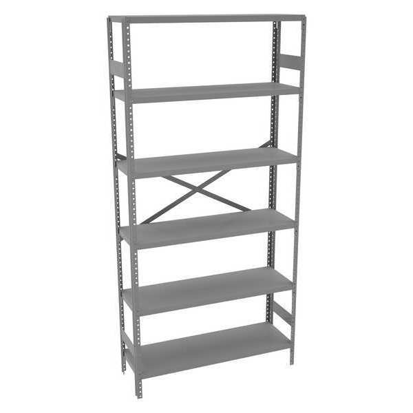 Tennsco Metal Shelving Unit, 12"D x 36"W x 75"H, 6 Shelves, Carbon Steel ESP-6-1236