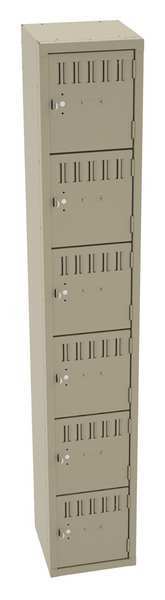 Tennsco Box Locker, 12 in W, 12 in D, 72 in H, (1) Wide, Sand BS6-121212-ASD