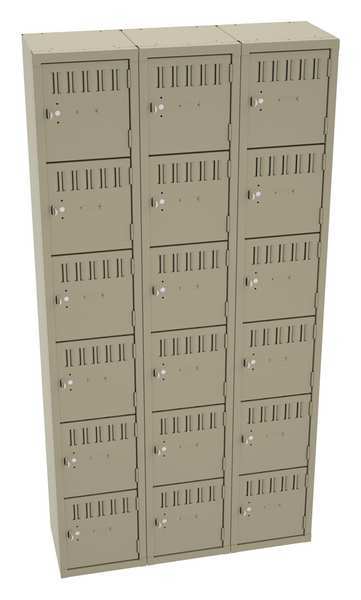 Tennsco Box Locker, 36 in W, 12 in D, 72 in H, (3) Wide, Sand BS6-121212-CSD
