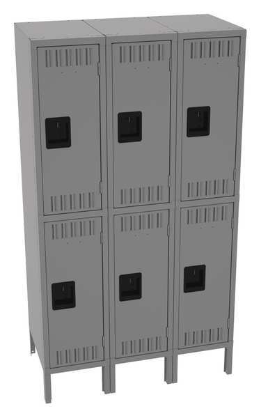 Tennsco Wardrobe Locker, 36 in W, 18 in D, 66 in H, (2) Tier, (3) Wide, Medium Gray DTS-121830-3MG