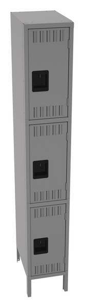 Tennsco Wardrobe Locker, 12 in W, 18 in D, 78 in H, (1) Wide, (3) Openings, Medium Gray TTS-121824-1MG