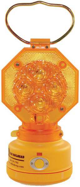 Railhead Gear Safety Light, Amber, LED, 2 D Batteries M8-LED A