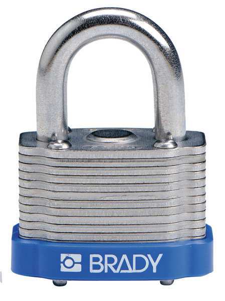 Brady Keyed Padlock, Extended, Rectangular Steel Body, Hardened Steel Shackle, 3/4 in W, 3 PK 118973