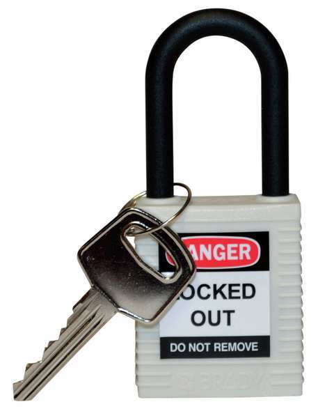 Brady Lockout Padlock, KD, White, 1-3/4"H 123332