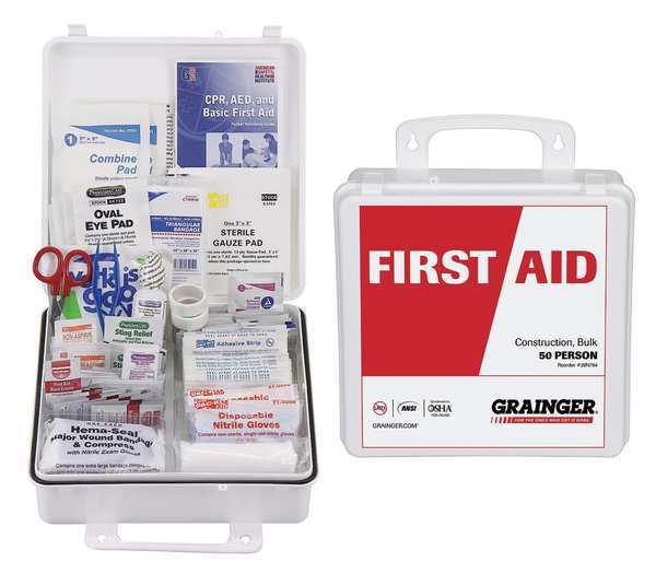 Zoro Select Bulk First Aid Kit, Plastic, 50 Person 54548