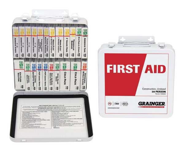 Zoro Select Unitized First Aid Kit, Metal, 30 Person 54580