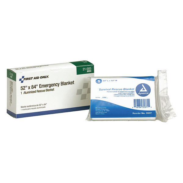 First Aid Only Emergency Blanket, Silver, 52In x 84In 21-005