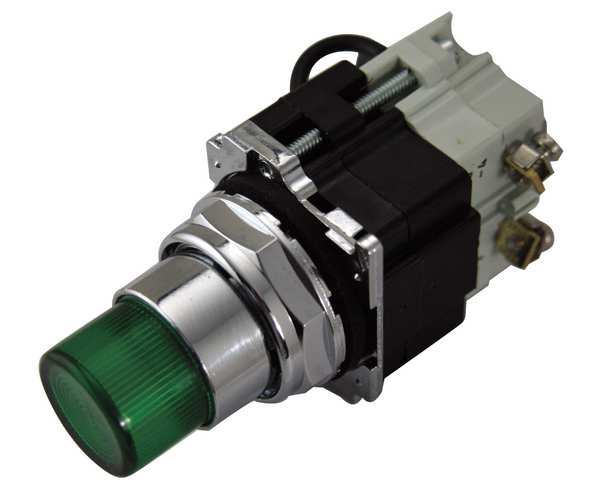 Eaton Cutler-Hammer Pilot Light, Press, 24VAC, Green 10250T235NC22