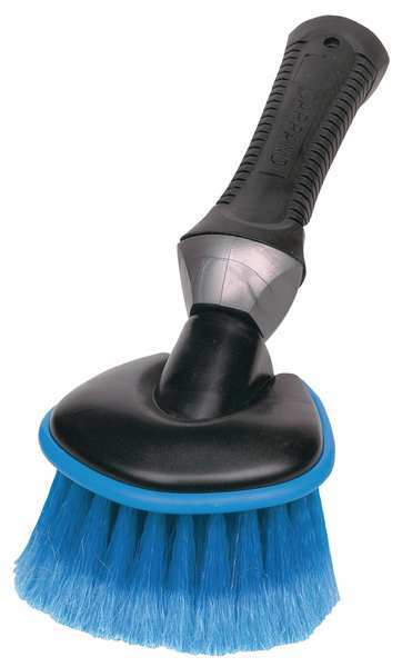 Carrand 2 1/4 in W Car Wash Brush, 6 in L Handle, 5 in L Brush, Blue, Rubber, 11 in L Overall 92025