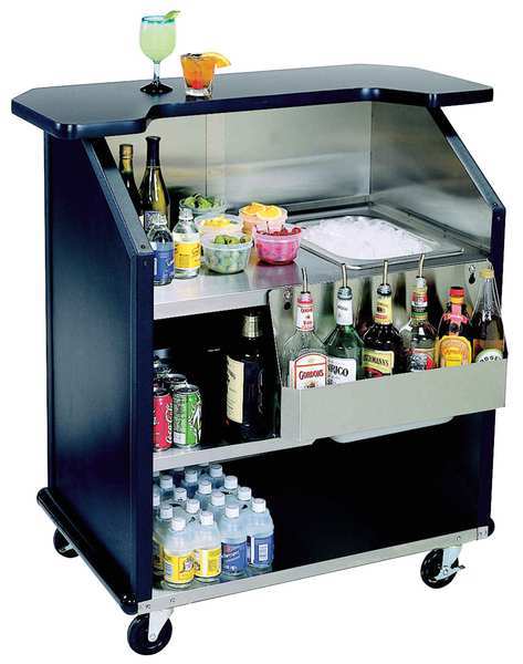 Lakeside Portable Bar with Black Laminate Finish, Stainless Steel 884B