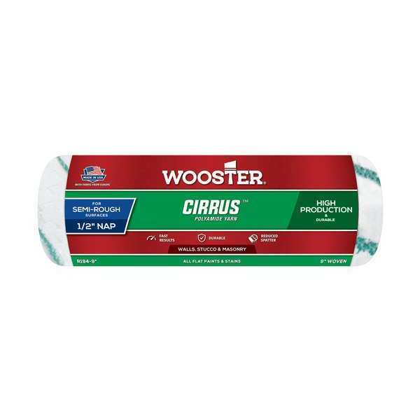 Wooster 9" Paint Roller Cover, 1/2" Nap, Polyamide Yarn R194-9