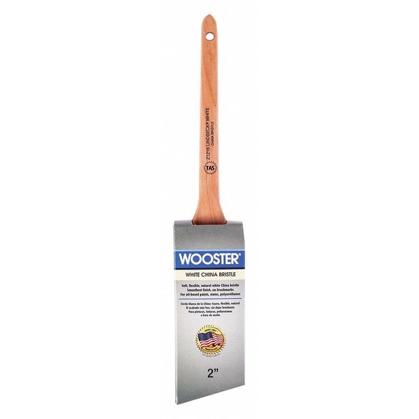 Wooster 2" Angle Sash Paint Brush, White China Bristle, Sealed Maple Wood Handle Z1216-2