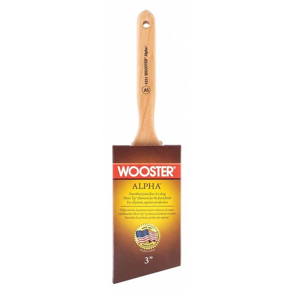 Wooster 3" Angle Sash Paint Brush, Micro Tip Bristle, Wood Handle 4231-3