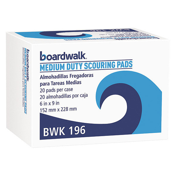 Boardwalk Duty Scour Pad, Green, 6"x9", PK20 BWK196
