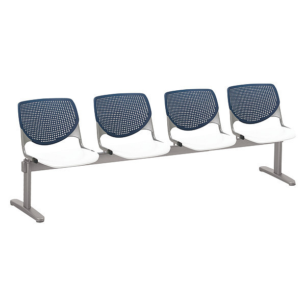 Kfi WhiteSeat Beam Seating, 22"L31"H, PolypropyleneSeat, Kool BeamSeries 2300BEAM4-BP03-SP08