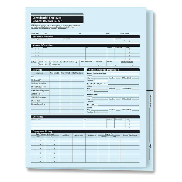 Complyright Employee Med Record Folder, Expanded, PK25 A3325