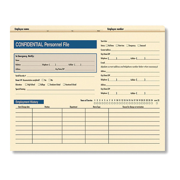 Complyright Confidential Personnel File, Std, PK25 A221