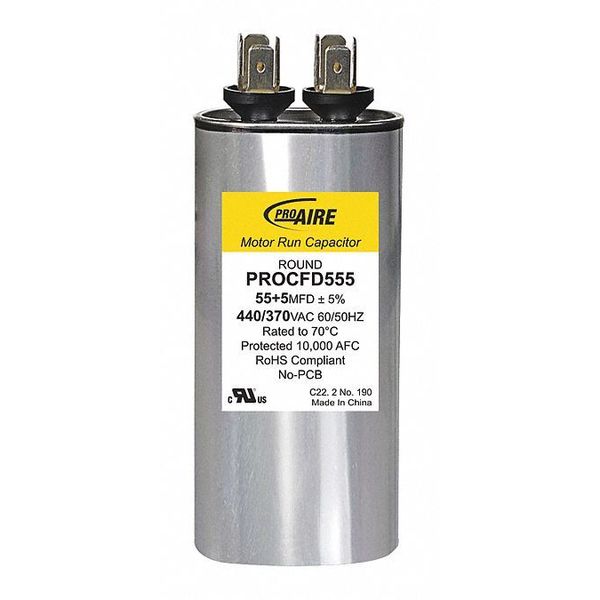 Perfect Aire Round Run Capacitor, 50+5 MFD 440/370V PROCFD505