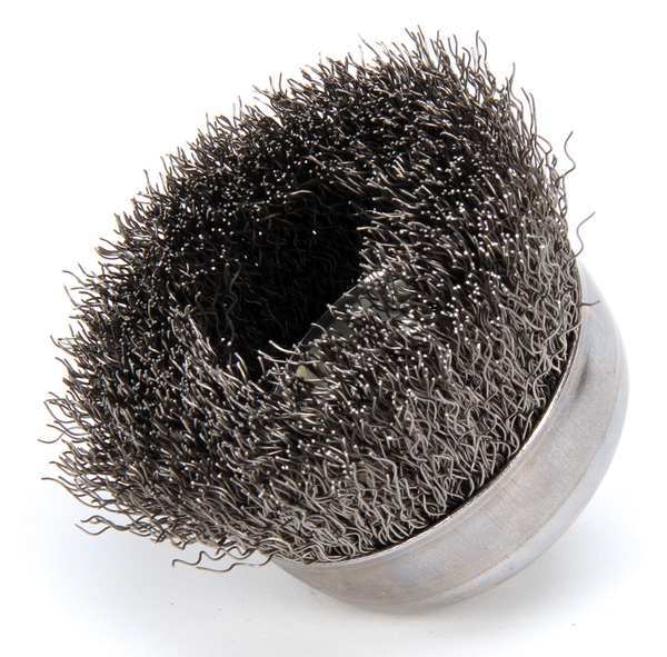 Weiler Crimped Wire Cup Brush, 3" Dia., 0.014" 93243