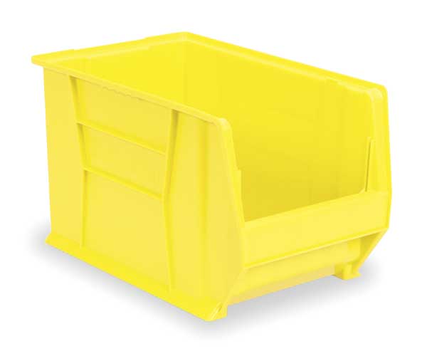 Akro-Mils 200 lb Storage Bin, Plastic, 12 3/8 in W, 8 in H, Yellow, 20 in L 30281YELLO