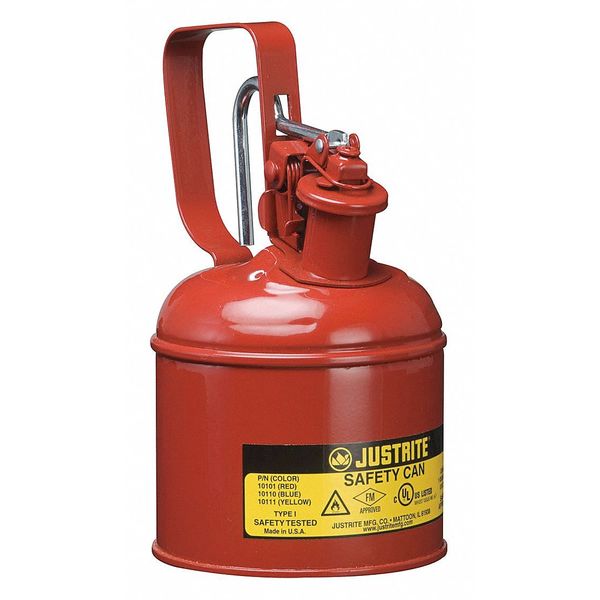 Justrite 1/8 gal Red Galvanized Steel Type I Safety Can Flammables 10001