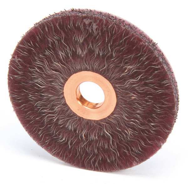 Weiler 1-1/2 Dia Crimped Wire Wheel, .005 Brass Fill, 3/8 Arbor