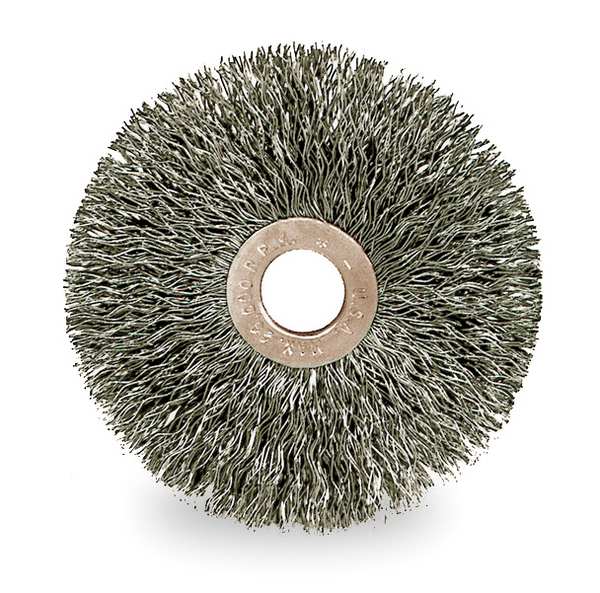 Weiler Crimped Wire Wheel Wire Brush, Arbor, PK50 93860