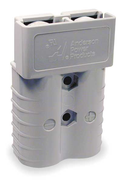 Anderson Power Products Power Connector, Two Pole, 1/0 ga, 10,000, 0.437 in Max Wire Dia, Gray 6325G1