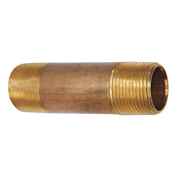 Zoro Select 1-1/2" MNPT x 9" TBE Red Brass Pipe Nipple Sch 40 467-090