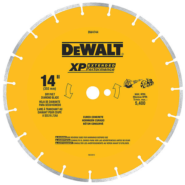 Dewalt DW4744 $127.36 Diamond Saw Blade, Masonry, 14 In. Dia. | Zoro.com