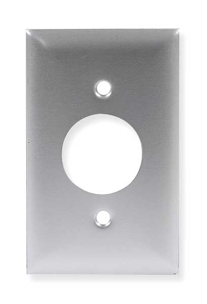 Hubbell Single Receptacle Wall Plates, Number of Gangs: 1 Aluminum, Brushed Finish, Silver SA7