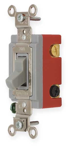 Hubbell Wall Switch, 4-Way, 120/277V, 20A, Gry, Toggl HBL1224GY