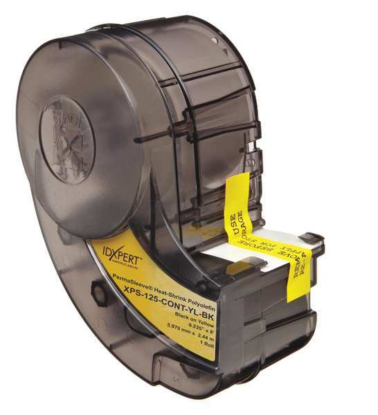 Brady Label Tape Cartridge, Black on Yellow, Labels/Roll: Continuous XPS-125-CONT-YL-BK