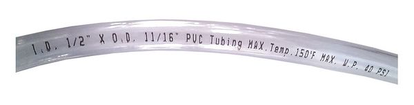Zoro Select Tubing, 1/2 I.D., 100 ft., Clear, Flexible 4EGV5
