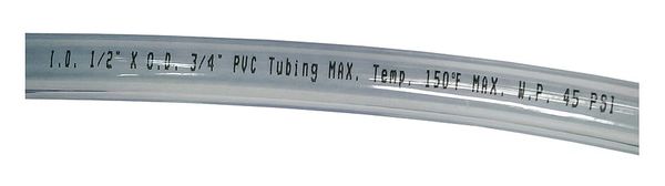 Zoro Select Tubing, 1/2 I.D., 100 ft., Clear, Flexible 4EGV6