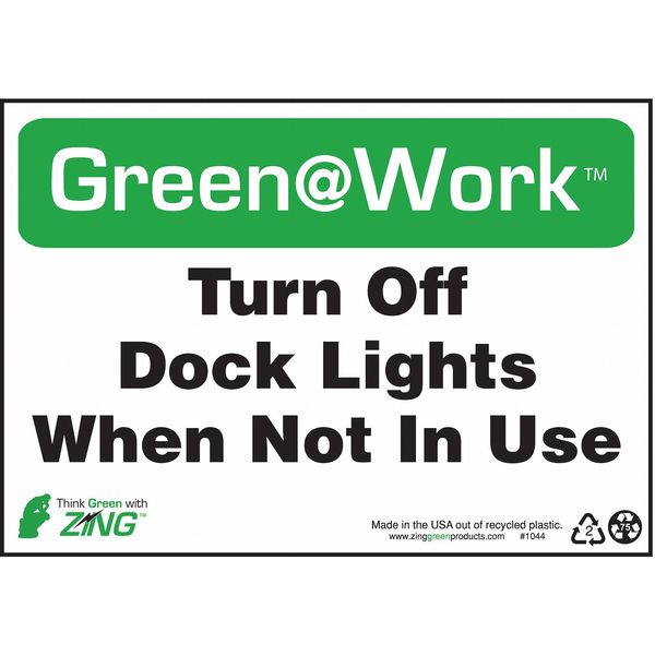 Zing Sign, Turn Off Dock Lights, 7X10", Plastic, 1044 1044