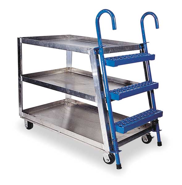 Zoro Select Aluminum Stock Picking Ladder Cart 1000 lb. Capacity, 40"L x 21-7/8"W x 50-3/16"H SPA3-2236