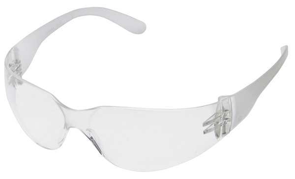 Condor Safety Glasses, Condor V, Scratch-Resistant, Wraparound, Frameless, Clear Frosted Arm, Clear Lens 4EY97