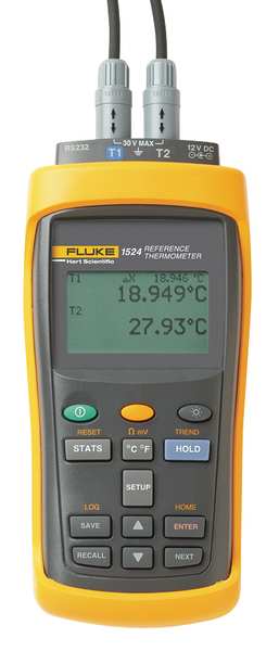 Fluke Thermocouple Thermometer, 2 Input 1524-156