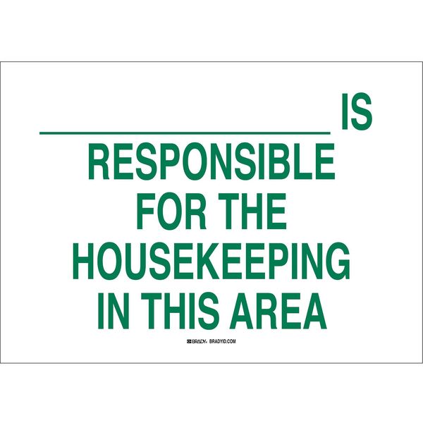 Brady Housekeeping Sign, 10"X14", Plastic, Sign Legend Color: Green, 22829 22829