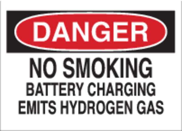 Brady Danger No Smoking Sign, 10" H, 14 in W, Rectangle, English, 40898 40898